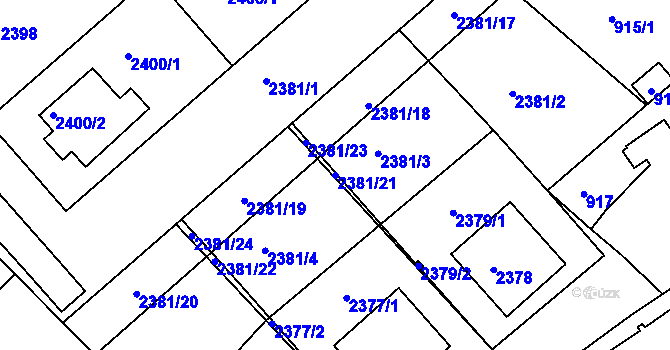 Parcela st. 2381/21 v KÚ Moravský Písek, Katastrální mapa