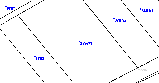 Parcela st. 3797/1 v KÚ Moravský Písek, Katastrální mapa