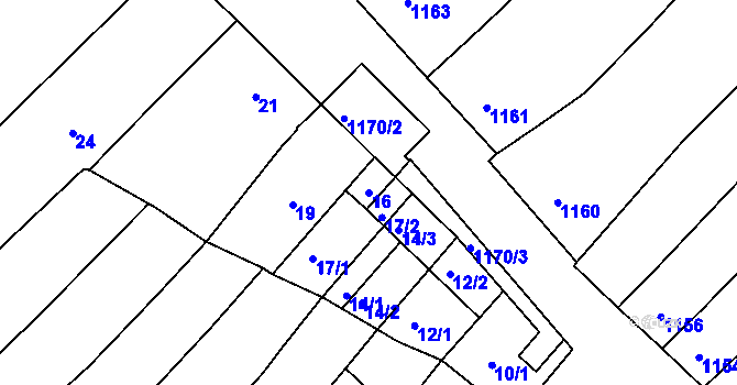 Parcela st. 16 v KÚ Moravský Žižkov, Katastrální mapa