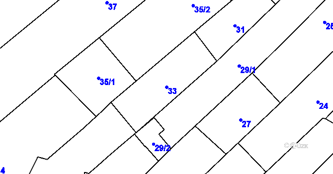 Parcela st. 33 v KÚ Moravský Žižkov, Katastrální mapa