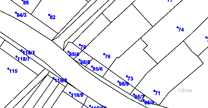 Parcela st. 76 v KÚ Moravský Žižkov, Katastrální mapa