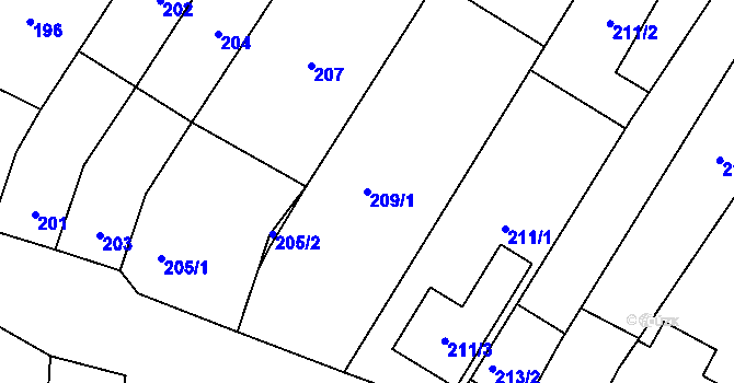 Parcela st. 209/1 v KÚ Moravský Žižkov, Katastrální mapa