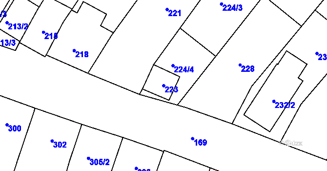 Parcela st. 223 v KÚ Moravský Žižkov, Katastrální mapa