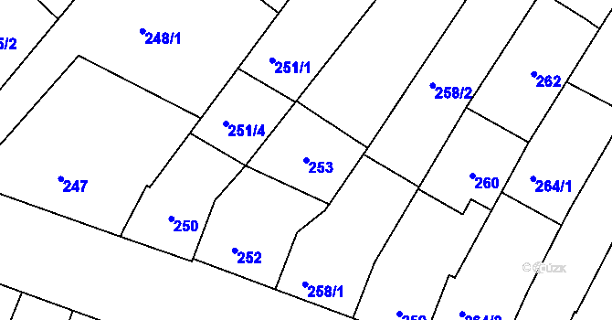 Parcela st. 253 v KÚ Moravský Žižkov, Katastrální mapa