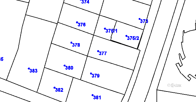 Parcela st. 377 v KÚ Moravský Žižkov, Katastrální mapa
