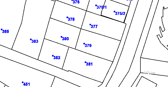 Parcela st. 379 v KÚ Moravský Žižkov, Katastrální mapa