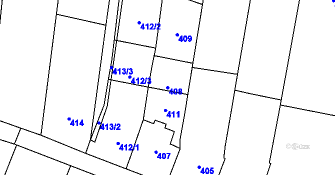 Parcela st. 408 v KÚ Moravský Žižkov, Katastrální mapa