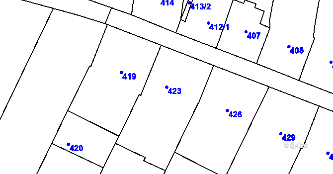 Parcela st. 423 v KÚ Moravský Žižkov, Katastrální mapa