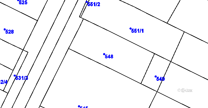 Parcela st. 548 v KÚ Moravský Žižkov, Katastrální mapa