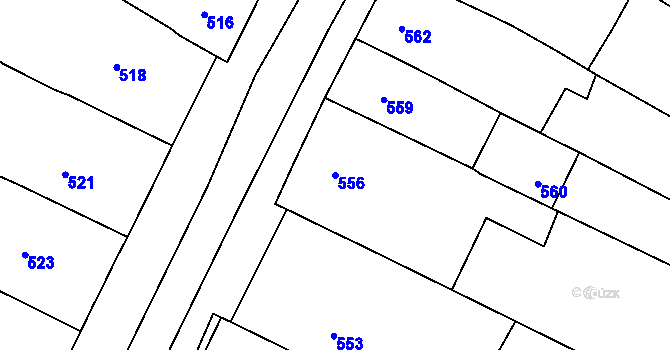 Parcela st. 556 v KÚ Moravský Žižkov, Katastrální mapa