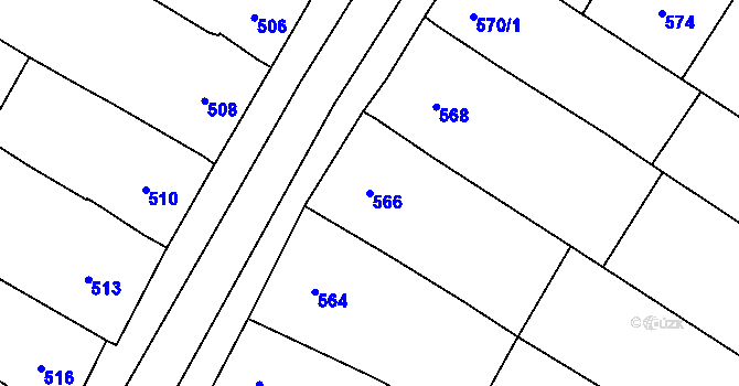 Parcela st. 566 v KÚ Moravský Žižkov, Katastrální mapa