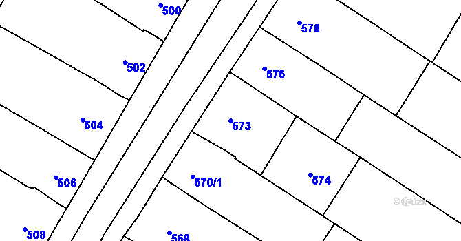 Parcela st. 573 v KÚ Moravský Žižkov, Katastrální mapa