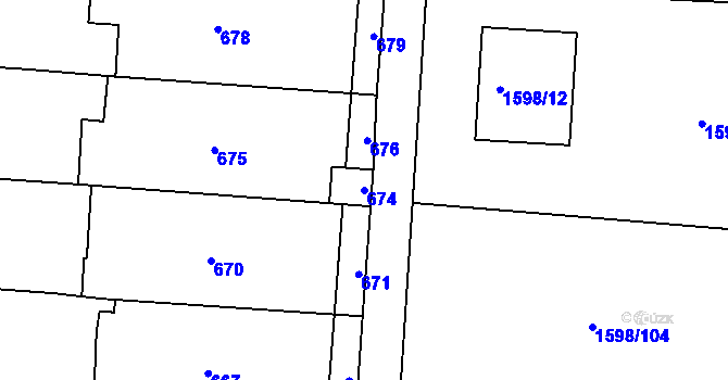 Parcela st. 674 v KÚ Moravský Žižkov, Katastrální mapa