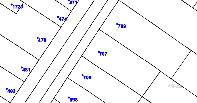 Parcela st. 707 v KÚ Moravský Žižkov, Katastrální mapa