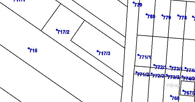Parcela st. 717/3 v KÚ Moravský Žižkov, Katastrální mapa