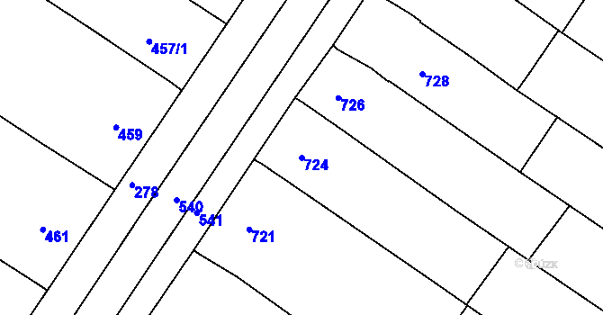 Parcela st. 724 v KÚ Moravský Žižkov, Katastrální mapa