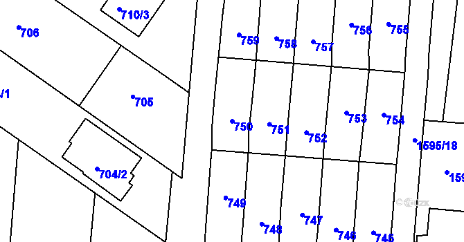 Parcela st. 750 v KÚ Moravský Žižkov, Katastrální mapa