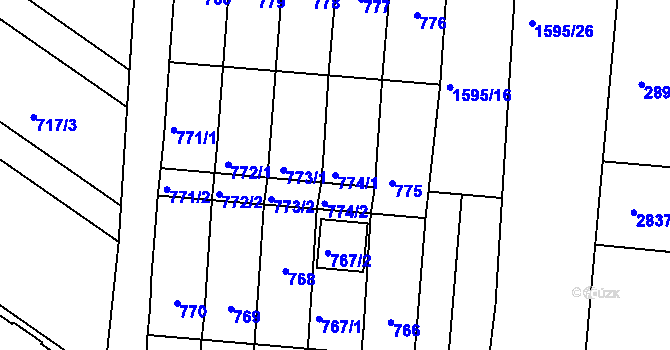 Parcela st. 774/1 v KÚ Moravský Žižkov, Katastrální mapa