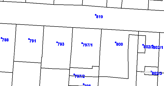 Parcela st. 797/1 v KÚ Moravský Žižkov, Katastrální mapa