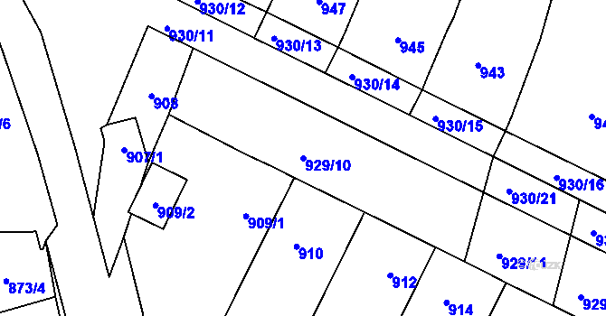 Parcela st. 929/10 v KÚ Moravský Žižkov, Katastrální mapa