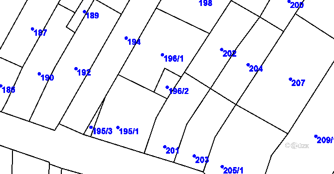 Parcela st. 196/2 v KÚ Moravský Žižkov, Katastrální mapa