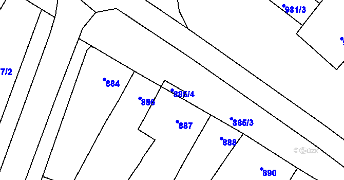 Parcela st. 885/4 v KÚ Moravský Žižkov, Katastrální mapa