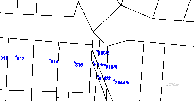 Parcela st. 818/3 v KÚ Moravský Žižkov, Katastrální mapa
