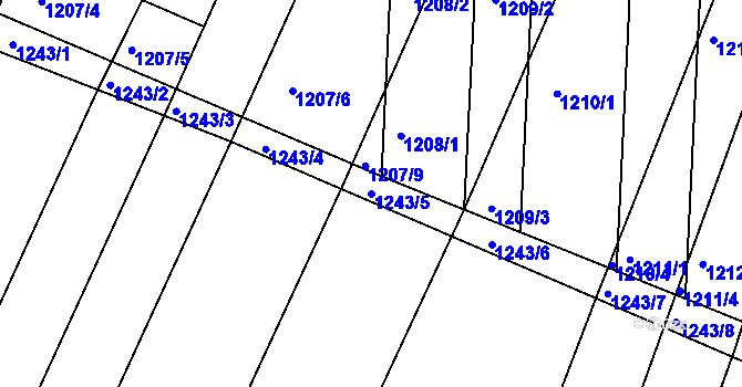 Parcela st. 1243/5 v KÚ Moravský Žižkov, Katastrální mapa