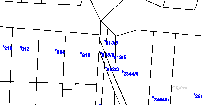 Parcela st. 818/6 v KÚ Moravský Žižkov, Katastrální mapa