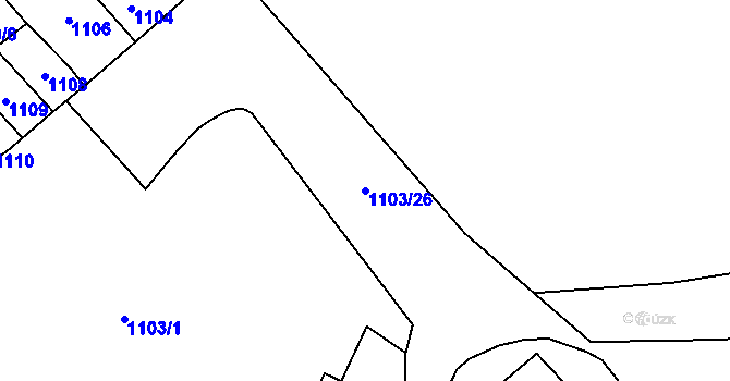 Parcela st. 1103/26 v KÚ Moravský Žižkov, Katastrální mapa