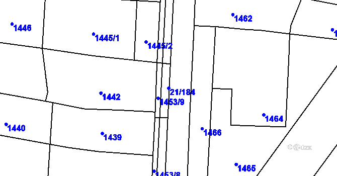 Parcela st. 21/184 v KÚ Morkovice, Katastrální mapa