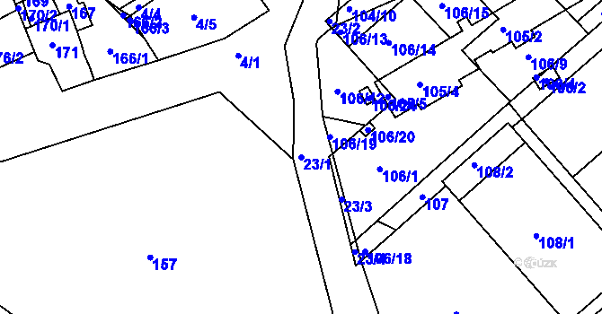 Parcela st. 23/1 v KÚ Morkovice, Katastrální mapa