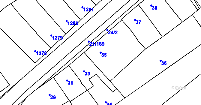Parcela st. 35 v KÚ Morkovice, Katastrální mapa