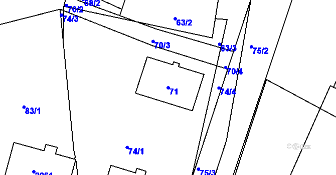 Parcela st. 71 v KÚ Morkovice, Katastrální mapa