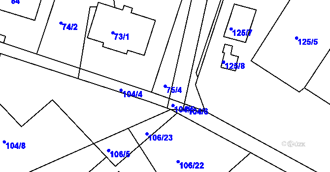 Parcela st. 75/4 v KÚ Morkovice, Katastrální mapa