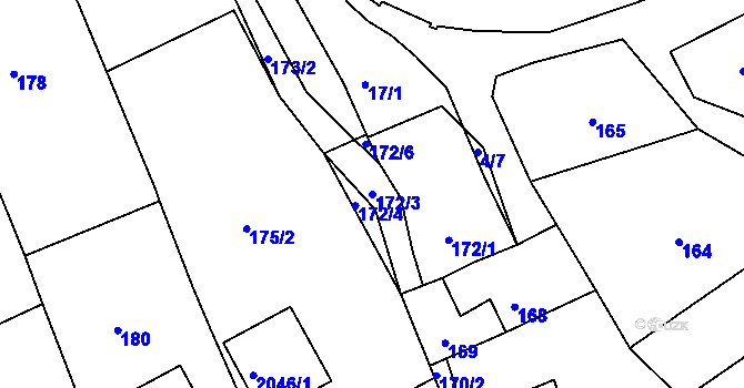 Parcela st. 172/3 v KÚ Morkovice, Katastrální mapa
