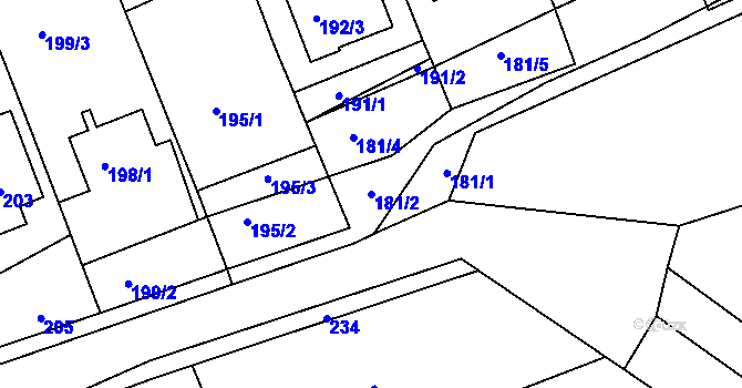 Parcela st. 181/2 v KÚ Morkovice, Katastrální mapa