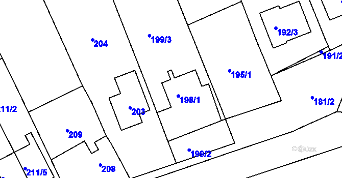 Parcela st. 198/2 v KÚ Morkovice, Katastrální mapa