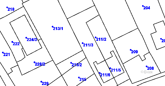 Parcela st. 211/3 v KÚ Morkovice, Katastrální mapa