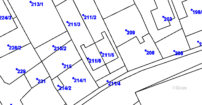 Parcela st. 211/5 v KÚ Morkovice, Katastrální mapa