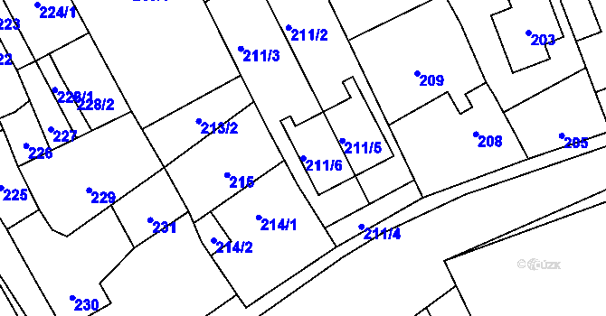 Parcela st. 211/6 v KÚ Morkovice, Katastrální mapa