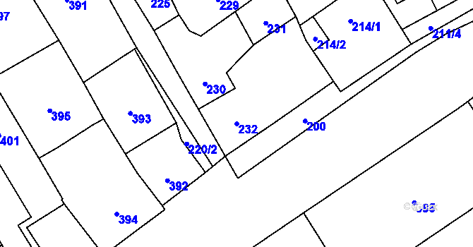 Parcela st. 232 v KÚ Morkovice, Katastrální mapa