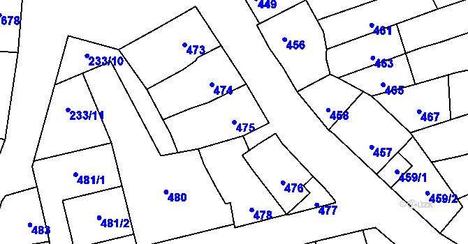 Parcela st. 475 v KÚ Morkovice, Katastrální mapa
