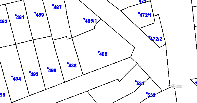 Parcela st. 486 v KÚ Morkovice, Katastrální mapa