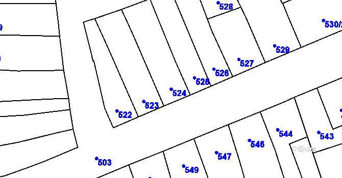 Parcela st. 524 v KÚ Morkovice, Katastrální mapa
