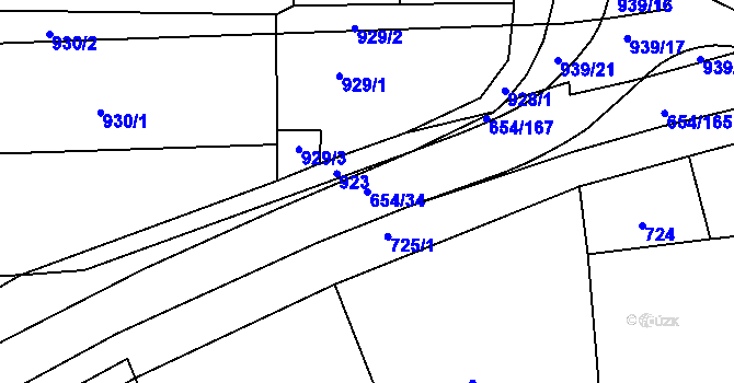 Parcela st. 654/34 v KÚ Morkovice, Katastrální mapa