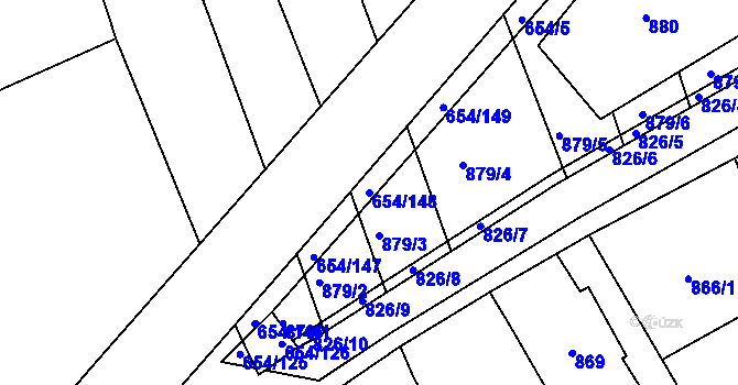 Parcela st. 654/148 v KÚ Morkovice, Katastrální mapa