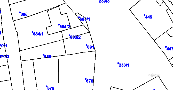 Parcela st. 681 v KÚ Morkovice, Katastrální mapa