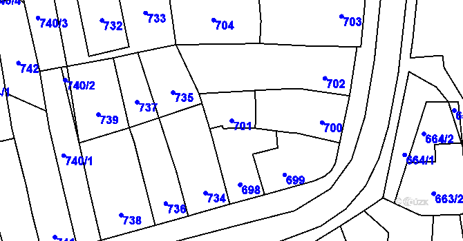 Parcela st. 701 v KÚ Morkovice, Katastrální mapa