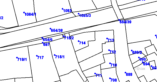 Parcela st. 714 v KÚ Morkovice, Katastrální mapa